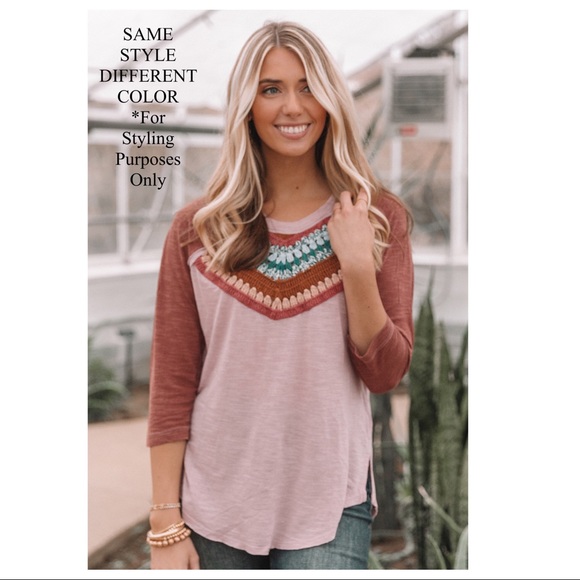 FREE PEOPLE BOHO TEE KNIT PULLOVER CROCHET TOP A2C - Picture 10 of 13